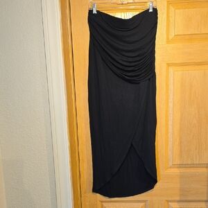 CAbi Black High-Low Draped Wrap Skirt